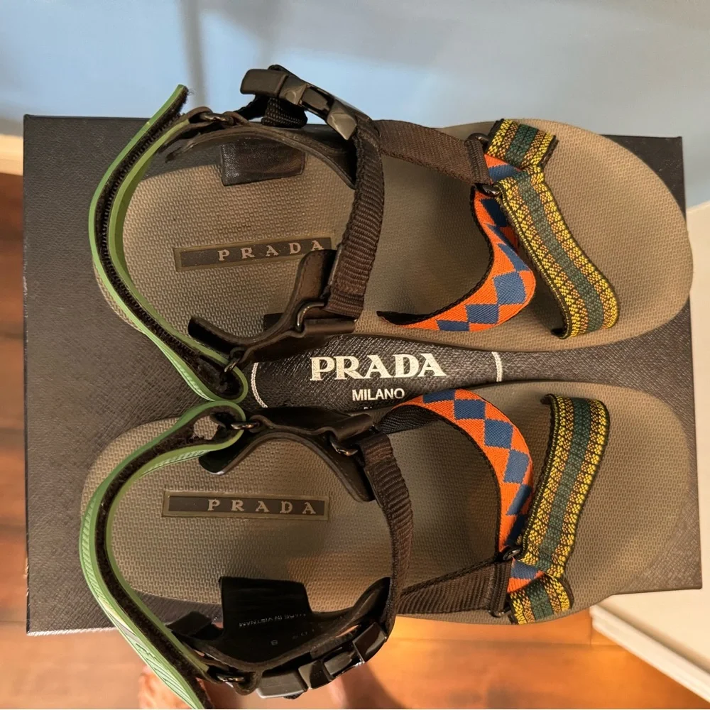 Prada Brown, Green, Orange & Blue Men’s Sport Sandals